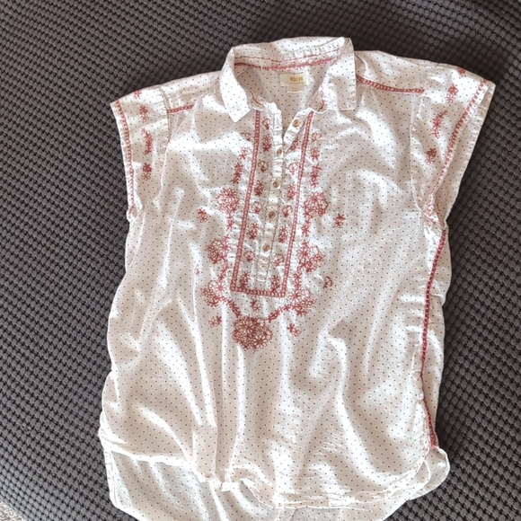 💮 Maeve by Anthropologie Peasant Embroidered Riley Tunic Blouse - Picture 3 of 9